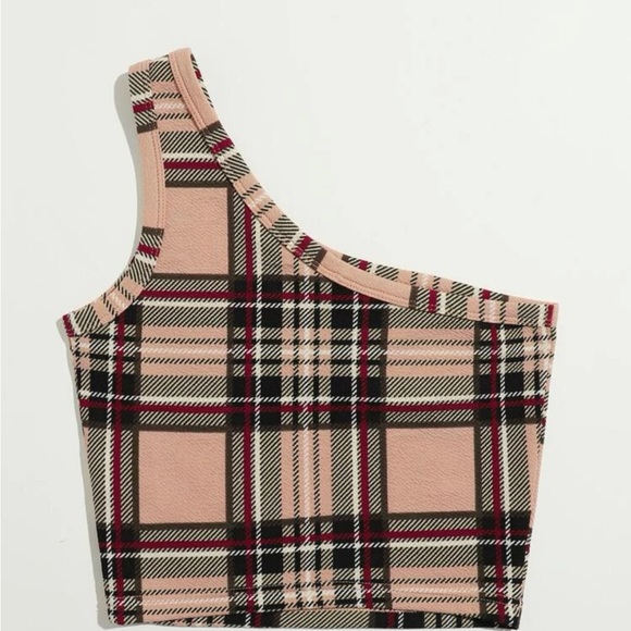 Plaid one shoulder crop top - Picture 2 of 4